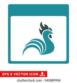 Rooster Calendar Page icon. Vector EPS illustration style is flat iconic bicolor symbol, soft blue colors.