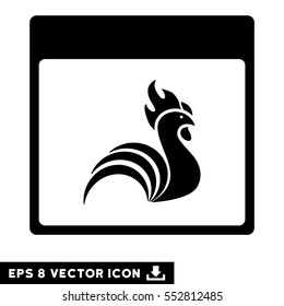 Rooster Calendar Page icon. Vector EPS illustration style is flat iconic symbol, black color.