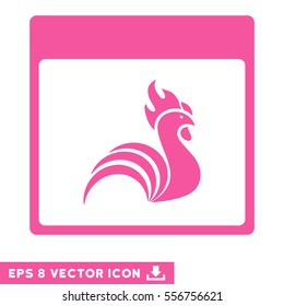 Rooster Calendar Page icon. Vector EPS illustration style is flat iconic symbol, pink color.