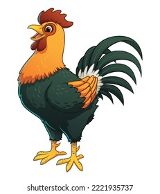 Rooster Cartoon Animal Illustration Color