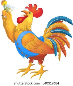 Rooster cartoon character colorful illustration