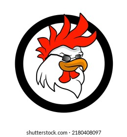 Rooster cartoon character in cool shades or sunglasses