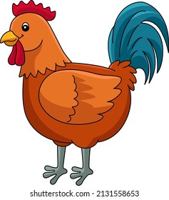 Rooster Cartoon Colored Clipart Illustration