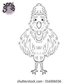 Rooster Cartoon Coloring Book  or Page for Children and Adults, Vector Illustration 