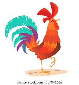 Rooster cartoon. Illustration  greeting card design for Happy new year 2017