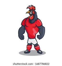 Rooster cartoon mascot design with modern illustration concept style for sport team