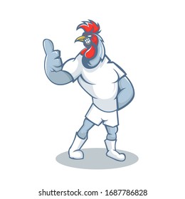 Rooster cartoon mascot design with modern illustration concept style for sport team