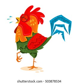 Rooster cartoon vector illustration. Zodiac symbol for Chinese New Year.