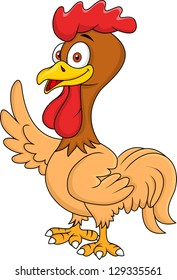 Rooster cartoon waving