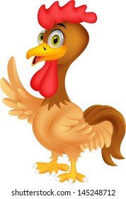 Rooster cartoon waving