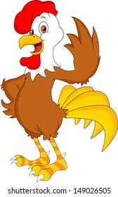 rooster cartoon waving