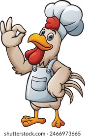 Mascota de chef gallo dando ok signo