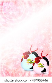 Rooster cherry tree New Year's card background