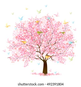Rooster cherry tree New Year's card icon