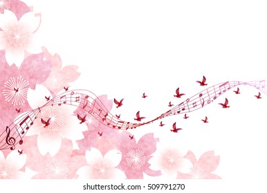 Rooster cherry tree New Year's card background