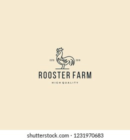 Rooster chicken animal Farm Logo modern line art design inspiration custom logo design