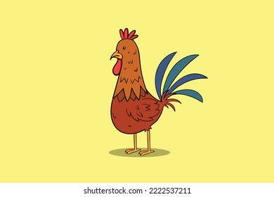 Ilustración de la caricatura vectorial del personaje de la gallina de gallo