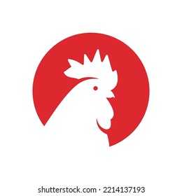 Rooster, logotipo de círculo de pollo para su restaurante o aves de corral