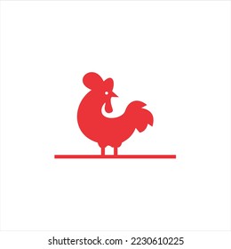 Rooster, pollo, gallo. Resumen de ilustración vectorial, logotipo, plantilla de icono. 