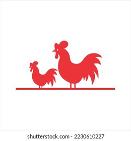 Rooster, chicken, cock. Abstract vector illustration, logo, icon template. 