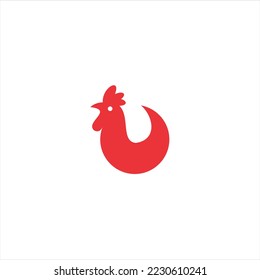 Rooster, chicken, cock. Abstract vector illustration, logo, icon template. 