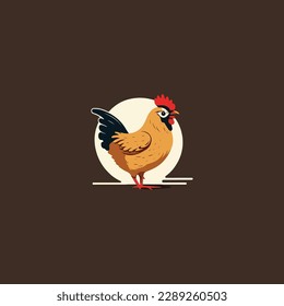 Rooster, chicken, cock. Abstract vector illustration, logo, icon.