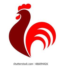 Rooster, chicken, cock. Abstract vector illustration, logo, icon.