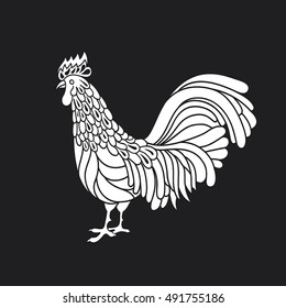 Rooster, chicken, cock. Vector illustration. Can be used as a greeting card for the year of rooster.