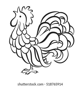 Rooster, chicken, cock. Vector illustration. Can be used as a greeting card for the year of rooster.