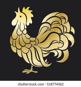 Rooster, chicken, cock. Vector illustration. Can be used as a greeting card for the year of rooster.