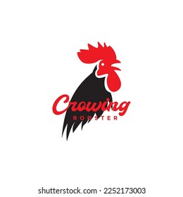 rooster chicken comb crowing cock head poultry logo design vector icon illustration template