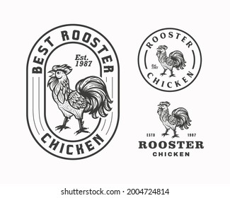 Rooster Chicken Emblem Logo Design Templates