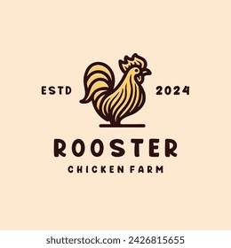 Rooster Chicken Farm Animal Vector Logo Vintage Graphic Design