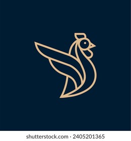 Rooster chicken farm logo icon design template premium vector