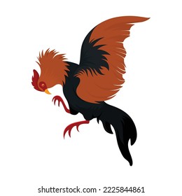 Rooster Chicken Fighting Pose Cartoon Vector Illustratio