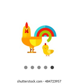 Rooster and chicken flat icon