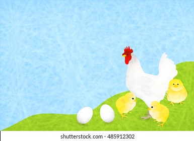 Rooster chicken greeting card background