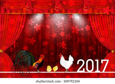 Rooster chicken greeting card background