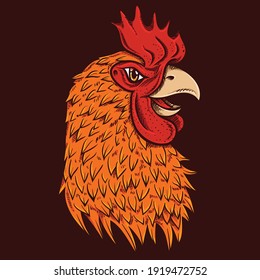 rooster chicken handdrawing illustration vector stock