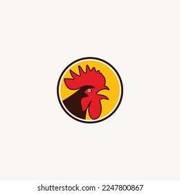 Rooster chicken head circle logo design icon vector