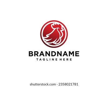 Logo-Designs für Hähnchenkopfhühner.Vektorgrafik