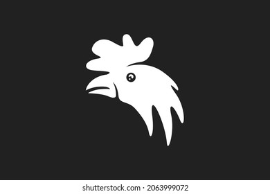 Rooster chicken head logo in white