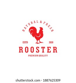 Rooster, Chicken, Hen, Silhouette, Vintage Logo for Butchery Meat Shop, Meat Business, Rooster Silhouette Vector Illustration