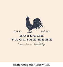 Rooster, chicken, hen, silhouette. Vintage retro Rooster logo design illustration