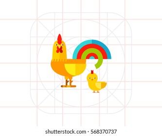Rooster and Chicken Icon