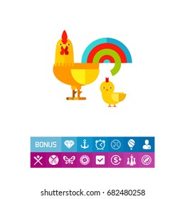 Rooster and Chicken Icon