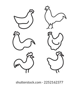 Rooster chicken icon set design vector illustration