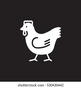 Rooster, chicken icon vector, filled flat sign, solid pictogram isolated on black. Symbol, logo illustration