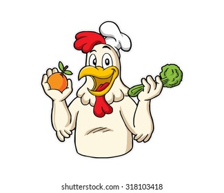 rooster chicken livestock chef vector cartoon character