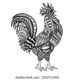 Rooster chicken mandala zentangle coloring page illustration for your company or brand